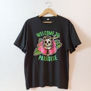 Skull Floral Y2K 2000s Punk Emo Mall Goth Tshirt